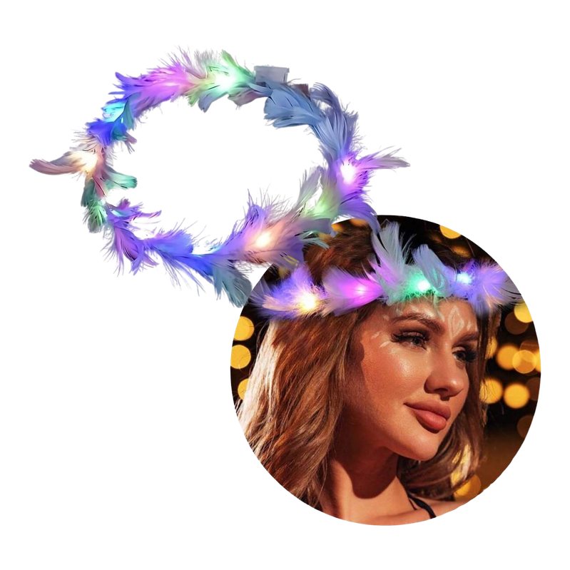 Vincha Corona Tiara Plumitas Led
