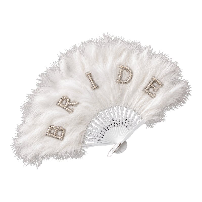 Abanico Plumas Y Perlas Bride