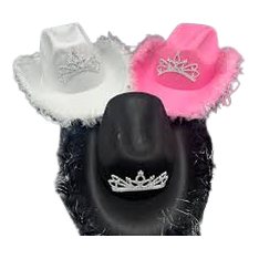 Sombrero Vaquero Con Corona Plumas Blanco