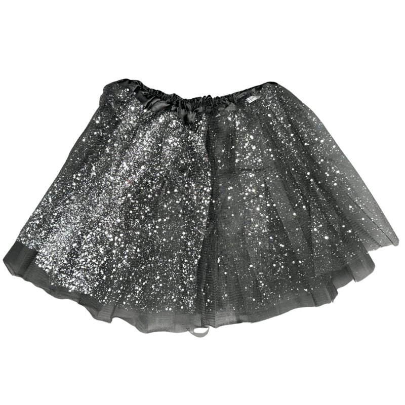 Tutú Negro 30cm 3capa Con Brillo